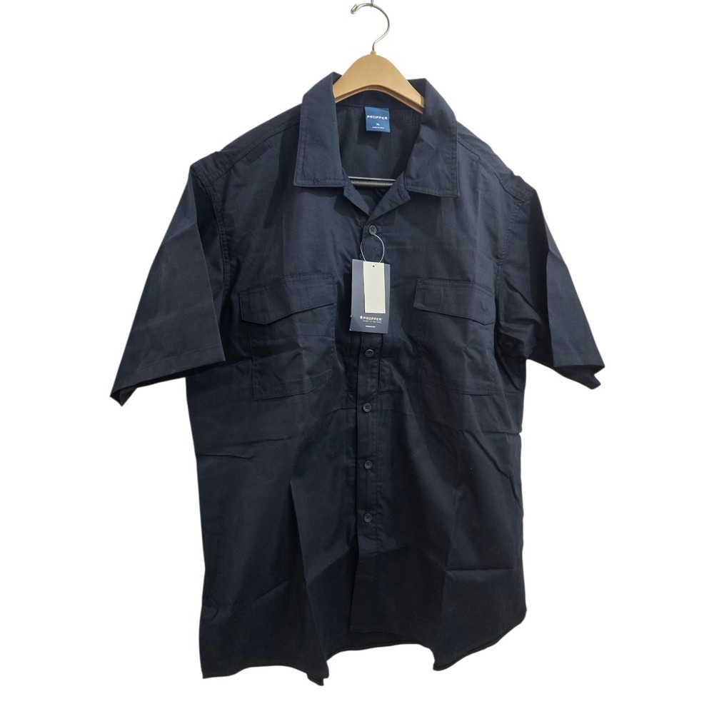 Propper Men's Edgetec Tactical Ripstop Short Sleeve Dress Shirt - Black F5837 XL